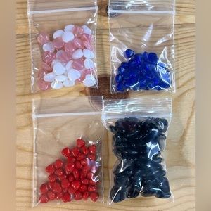 Bulk Lot Heart Beads Blue Red Pink White Black Approx 180 Beads Jewelry & Crafts
